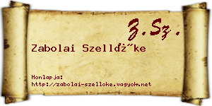 Zabolai Szellőke névjegykártya